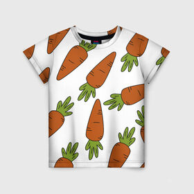 Детская футболка 3D с принтом Морковь в Петрозаводске, 100% гипоаллергенный полиэфир | прямой крой, круглый вырез горловины, длина до линии бедер, чуть спущенное плечо, ткань немного тянется | Тематика изображения на принте: 
