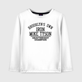 Детский лонгслив хлопок с принтом Iron Mike Tyson в Петрозаводске, 100% хлопок | круглый вырез горловины, полуприлегающий силуэт, длина до линии бедер | iron mike | iron mike tyson | mike tyson | бокс | железный майк | майк тайсон | таисон | тайсон