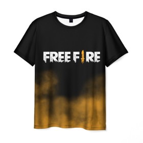 Мужская футболка 3D с принтом Free fire в Петрозаводске, 100% полиэфир | прямой крой, круглый вырез горловины, длина до линии бедер | free fire | freefire | игра free fire | игра фрифаер | фри файр | фрифаер