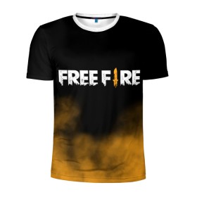 Мужская футболка 3D спортивная с принтом Free fire в Петрозаводске, 100% полиэстер с улучшенными характеристиками | приталенный силуэт, круглая горловина, широкие плечи, сужается к линии бедра | Тематика изображения на принте: free fire | freefire | игра free fire | игра фрифаер | фри файр | фрифаер