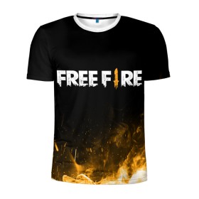 Мужская футболка 3D спортивная с принтом Free Fire в Петрозаводске, 100% полиэстер с улучшенными характеристиками | приталенный силуэт, круглая горловина, широкие плечи, сужается к линии бедра | Тематика изображения на принте: 