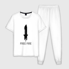 Мужская пижама хлопок с принтом Free Fire в Петрозаводске, 100% хлопок | брюки и футболка прямого кроя, без карманов, на брюках мягкая резинка на поясе и по низу штанин
 | Тематика изображения на принте: free fire | freefire | игра free fire | игра фрифаер | фри файр | фрифаер