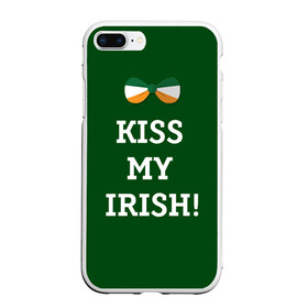 Чехол для iPhone 7Plus/8 Plus матовый с принтом Kiss my Irish в Петрозаводске, Силикон | Область печати: задняя сторона чехла, без боковых панелей | британия | день святого патрика | золото | ирландия