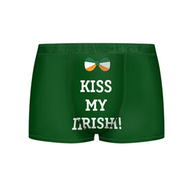 Мужские трусы 3D с принтом Kiss my Irish в Петрозаводске, 50% хлопок, 50% полиэстер | классическая посадка, на поясе мягкая тканевая резинка | Тематика изображения на принте: британия | день святого патрика | золото | ирландия