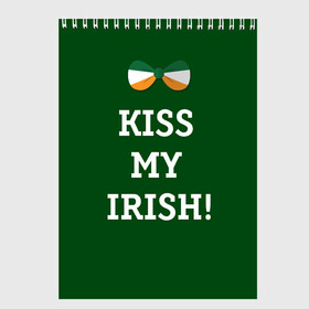 Скетчбук с принтом Kiss my Irish в Петрозаводске, 100% бумага
 | 48 листов, плотность листов — 100 г/м2, плотность картонной обложки — 250 г/м2. Листы скреплены сверху удобной пружинной спиралью | британия | день святого патрика | золото | ирландия