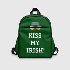 Детский рюкзак 3D с принтом Kiss my Irish в Петрозаводске, 100% полиэстер | лямки с регулируемой длиной, сверху петелька, чтобы рюкзак можно было повесить на вешалку. Основное отделение закрывается на молнию, как и внешний карман. Внутри дополнительный карман. По бокам два дополнительных кармашка | британия | день святого патрика | золото | ирландия