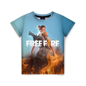 Детская футболка 3D с принтом free fire в Петрозаводске, 100% гипоаллергенный полиэфир | прямой крой, круглый вырез горловины, длина до линии бедер, чуть спущенное плечо, ткань немного тянется | free fire | freefire | игра free fire | игра фрифаер | фри файр | фрифаер