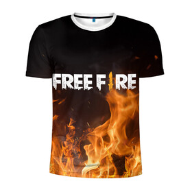 Мужская футболка 3D спортивная с принтом FREE FIRE в Петрозаводске, 100% полиэстер с улучшенными характеристиками | приталенный силуэт, круглая горловина, широкие плечи, сужается к линии бедра | Тематика изображения на принте: free fire | freefire | игра free fire | игра фрифаер | фри файр | фрифаер