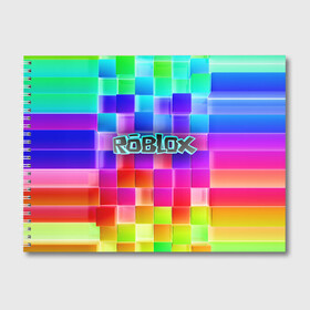 Альбом для рисования с принтом Роблокс в Петрозаводске, 100% бумага
 | матовая бумага, плотность 200 мг. | roblox | бро | геометрия | игры | квадраты | кубизм | кубы | линии | нуб | про | радуга | роблокс | человечки