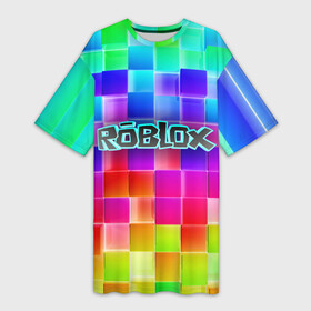 Платье-футболка 3D с принтом Роблокс в Петрозаводске,  |  | roblox | бро | геометрия | игры | квадраты | кубизм | кубы | линии | нуб | про | радуга | роблокс | человечки