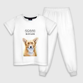 Детская пижама хлопок с принтом Corgi is my Love в Петрозаводске, 100% хлопок |  брюки и футболка прямого кроя, без карманов, на брюках мягкая резинка на поясе и по низу штанин
 | corgi | corgi is my love | корги | собака