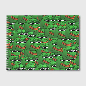 Альбом для рисования с принтом Pepe The Frog в Петрозаводске, 100% бумага
 | матовая бумага, плотность 200 мг. | Тематика изображения на принте: frog | meme | memes | pepe | pepe the frog | грустная жабка | лягушка | лягушонок пепе | мем | мемы