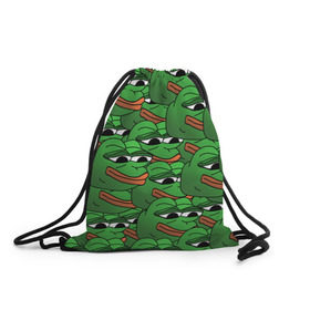Рюкзак-мешок 3D с принтом Pepe The Frog в Петрозаводске, 100% полиэстер | плотность ткани — 200 г/м2, размер — 35 х 45 см; лямки — толстые шнурки, застежка на шнуровке, без карманов и подкладки | frog | meme | memes | pepe | pepe the frog | грустная жабка | лягушка | лягушонок пепе | мем | мемы