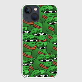 Чехол для iPhone 13 mini с принтом Pepe The Frog в Петрозаводске,  |  | Тематика изображения на принте: frog | meme | memes | pepe | pepe the frog | грустная жабка | лягушка | лягушонок пепе | мем | мемы