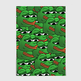 Постер с принтом Pepe The Frog в Петрозаводске, 100% бумага
 | бумага, плотность 150 мг. Матовая, но за счет высокого коэффициента гладкости имеет небольшой блеск и дает на свету блики, но в отличии от глянцевой бумаги не покрыта лаком | frog | meme | memes | pepe | pepe the frog | грустная жабка | лягушка | лягушонок пепе | мем | мемы