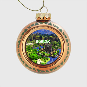 Стеклянный ёлочный шар с принтом ROBLOX в Петрозаводске, Стекло | Диаметр: 80 мм | game | gamer | logo | roblox | игры | логотип | роблокс