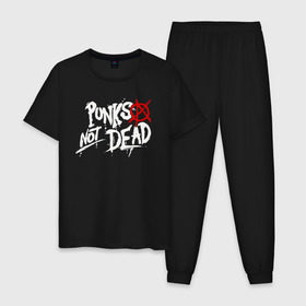 Мужская пижама хлопок с принтом Punks not dead в Петрозаводске, 100% хлопок | брюки и футболка прямого кроя, без карманов, на брюках мягкая резинка на поясе и по низу штанин
 | anarhy | dead | not | punk | punks not dead | анархия | панк не сдох | панки