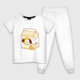 Детская пижама хлопок с принтом Chimmy juice в Петрозаводске, 100% хлопок |  брюки и футболка прямого кроя, без карманов, на брюках мягкая резинка на поясе и по низу штанин
 | Тематика изображения на принте: bt21 | bts | chimmy | chimmy juice | бт21 | бтс