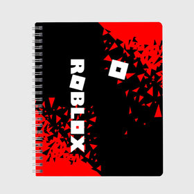 Тетрадь с принтом ROBLOX в Петрозаводске, 100% бумага | 48 листов, плотность листов — 60 г/м2, плотность картонной обложки — 250 г/м2. Листы скреплены сбоку удобной пружинной спиралью. Уголки страниц и обложки скругленные. Цвет линий — светло-серый
 | game | gamer | logo | minecraft | roblox | simulator | игра | конструктор | лого | симулятор | строительство | фигура