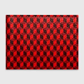 Обложка для студенческого билета с принтом Кубики в Петрозаводске, натуральная кожа | Размер: 11*8 см; Печать на всей внешней стороне | геометрия | квадратики | квадраты | красная майка | красная футболка | красные квадраты | красные кубики | красные трусы | красные шорты | красный р | красный топ | красный чехол