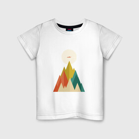 Детская футболка хлопок с принтом Путешественник в Петрозаводске, 100% хлопок | круглый вырез горловины, полуприлегающий силуэт, длина до линии бедер | геометрия | горы | графика | дизайн | красиво | самолет | солнце | треугольник