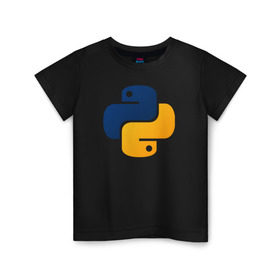 Детская футболка хлопок с принтом Python в Петрозаводске, 100% хлопок | круглый вырез горловины, полуприлегающий силуэт, длина до линии бедер | Тематика изображения на принте: code | codes | pyhton | код | коды | питон | программирование | язык программирования