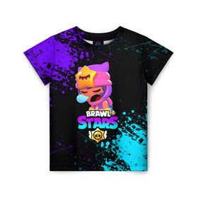 Детская футболка 3D с принтом BRAWL STARS SANDY в Петрозаводске, 100% гипоаллергенный полиэфир | прямой крой, круглый вырез горловины, длина до линии бедер, чуть спущенное плечо, ткань немного тянется | 8 bit | 8 бит | bibi | brawl stars | crow | el brown | leon | leon shark | max | mr.p | sally leon | sandy | shark | stars | tara | virus | werewolf | акула | биби | вирус | ворон | леон | оборотень | пингвин