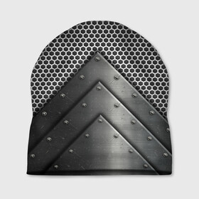 Шапка 3D с принтом Броня металлическая в Петрозаводске, 100% полиэстер | универсальный размер, печать по всей поверхности изделия | абстракция | броня | геометрия | железо | кольчуга | конус | круги | линии | металл | полосы | сетка | сталь | текстура | треугольник