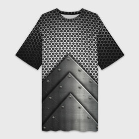 Платье-футболка 3D с принтом Броня металлическая в Петрозаводске,  |  | абстракция | броня | геометрия | железо | кольчуга | конус | круги | линии | металл | полосы | сетка | сталь | текстура | треугольник