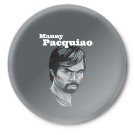 Значок с принтом Manny Pacquiao в Петрозаводске,  металл | круглая форма, металлическая застежка в виде булавки | Тематика изображения на принте: manny pacquiao | pac man | pacquiao | бокс | мэнни пакьяо | пакьяо