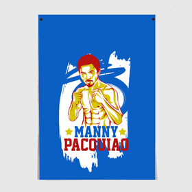 Постер с принтом Manny Pacquiao в Петрозаводске, 100% бумага
 | бумага, плотность 150 мг. Матовая, но за счет высокого коэффициента гладкости имеет небольшой блеск и дает на свету блики, но в отличии от глянцевой бумаги не покрыта лаком | manny pacquiao | pac man | pacquiao | бокс | мэнни пакьяо | пакьяо