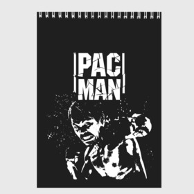 Скетчбук с принтом Pac Man в Петрозаводске, 100% бумага
 | 48 листов, плотность листов — 100 г/м2, плотность картонной обложки — 250 г/м2. Листы скреплены сверху удобной пружинной спиралью | manny pacquiao | pac man | pacquiao | бокс | мэнни пакьяо | пакьяо