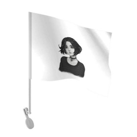 Флаг для автомобиля с принтом Девушка Думер в Петрозаводске, 100% полиэстер | Размер: 30*21 см | doomer | doomer girl | trad girl | девушка | девушка думер | думер | мем | мемы