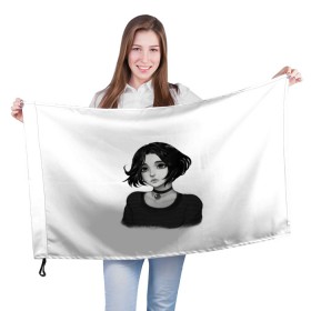 Флаг 3D с принтом Девушка Думер в Петрозаводске, 100% полиэстер | плотность ткани — 95 г/м2, размер — 67 х 109 см. Принт наносится с одной стороны | doomer | doomer girl | trad girl | девушка | девушка думер | думер | мем | мемы