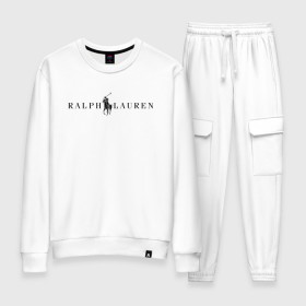 Женский костюм хлопок с принтом Ralph Lauren в Петрозаводске, 100% хлопок | на свитшоте круглая горловина, мягкая резинка по низу. Брюки заужены к низу, на них два вида карманов: два 