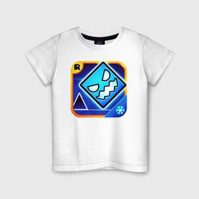 Детская футболка хлопок с принтом Geometry Dash в Петрозаводске, 100% хлопок | круглый вырез горловины, полуприлегающий силуэт, длина до линии бедер | Тематика изображения на принте: аркада | платформер