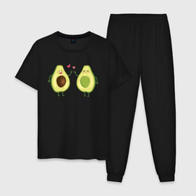 Мужская пижама хлопок с принтом Авокадо. в Петрозаводске, 100% хлопок | брюки и футболка прямого кроя, без карманов, на брюках мягкая резинка на поясе и по низу штанин
 | Тематика изображения на принте: авокадо | веган | еда блогеров | любовь | мемы | минимализм | прикольные картинки | прикольные надписи | растение | смешное авокадо | фрукт