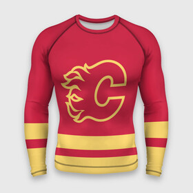 Мужской рашгард 3D с принтом Калгари Флэймз в Петрозаводске,  |  | calgary | calgary flames | flames | hockey | nhl | usa | калгари | калгари флэймз | нхл | спорт | сша | флэймз | хоккей | шайба