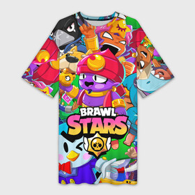Платье-футболка 3D с принтом BRAWL STARS GENE в Петрозаводске,  |  | 8 bit | 8 бит | bibi | brawl stars | crow | el brown | leon | leon shark | max | mr.p | sally leon | shark | stars | virus | werewolf | акула | биби | вирус | ворон | леон | оборотень | пингвин