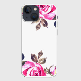 Чехол для iPhone 13 mini с принтом Розы в Петрозаводске,  |  | flowers | pink | бутоны | весна | лето | листья | природа | роза | розовые | розы | цветок | цветочки | цветы