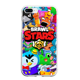 Чехол для iPhone 7Plus/8 Plus матовый с принтом BRAWL STARS в Петрозаводске, Силикон | Область печати: задняя сторона чехла, без боковых панелей | 8 bit | 8 бит | bibi | brawl stars | crow | el brown | leon | leon shark | max | mr.p | sally leon | shark | stars | virus | werewolf | акула | биби | вирус | ворон | леон | оборотень | пингвин