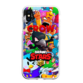 Чехол для iPhone XS Max матовый с принтом BRAWL STARS CROW в Петрозаводске, Силикон | Область печати: задняя сторона чехла, без боковых панелей | 8 bit | 8 бит | bibi | brawl stars | crow | el brown | leon | leon shark | max | mr.p | sally leon | shark | stars | virus | werewolf | акула | биби | вирус | ворон | леон | оборотень | пингвин