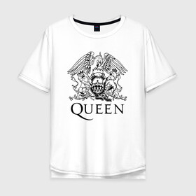 Мужская футболка хлопок Oversize с принтом QUEEN в Петрозаводске, 100% хлопок | свободный крой, круглый ворот, “спинка” длиннее передней части | queen | rock | брайан мэи | группа queen | группа квин | джон дикон | квин | королева | король | роджер тейлор | рок | фредди меркьюри