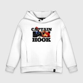 Детское худи Oversize хлопок с принтом Captain Hook в Петрозаводске, френч-терри — 70% хлопок, 30% полиэстер. Мягкий теплый начес внутри —100% хлопок | боковые карманы, эластичные манжеты и нижняя кромка, капюшон на магнитной кнопке | captain hook | roy jones | roy levesta jones | бокс | капитан хук | рой джонс