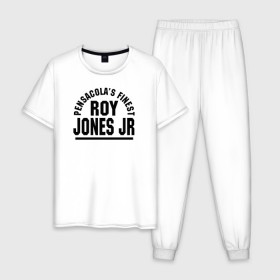 Мужская пижама хлопок с принтом Roy Jones Jr. в Петрозаводске, 100% хлопок | брюки и футболка прямого кроя, без карманов, на брюках мягкая резинка на поясе и по низу штанин
 | Тематика изображения на принте: captain hook | roy jones | roy levesta jones | бокс | капитан хук | рой джонс