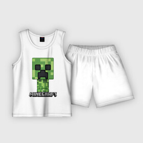 Детская пижама с шортами хлопок с принтом MINECRAFT в Петрозаводске,  |  | block | creeper | cube | minecraft | pixel | блок | геометрия | крафт | крипер | кубики | майнкрафт | пиксели