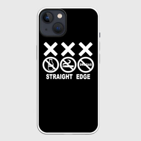 Чехол для iPhone 13 с принтом straight edge в Петрозаводске,  |  | edge | hardcore | no drugs | straight | straight edge | sxe | грань | четкая | чёткая грань