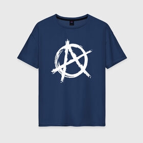 Женская футболка хлопок Oversize с принтом АНАРХИЯ в Петрозаводске, 100% хлопок | свободный крой, круглый ворот, спущенный рукав, длина до линии бедер
 | anarchy | riot | rock | анархия | бунт | знаки | музыка | панки | рок | символ