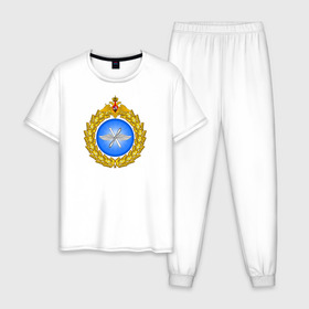 Мужская пижама хлопок с принтом Военно - воздушные силы в Петрозаводске, 100% хлопок | брюки и футболка прямого кроя, без карманов, на брюках мягкая резинка на поясе и по низу штанин
 | 