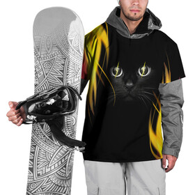 Накидка на куртку 3D с принтом Грозовой кошак в Петрозаводске, 100% полиэстер |  | Тематика изображения на принте: глаза | грозовой | кот | кошак | молнии | пламя | разряды | черный